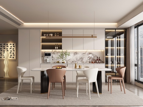  长餐桌椅3d模型 