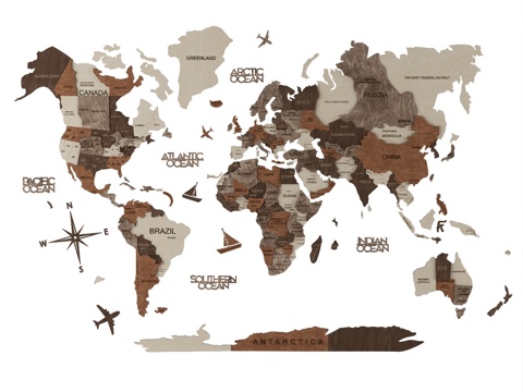  Enjoy the 多色3D木质墙面世界地图3d模型 