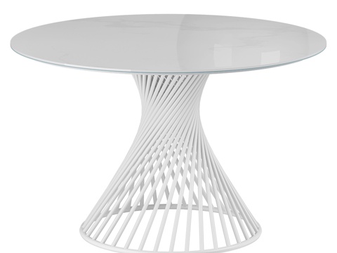  OM玻璃风格餐桌T394圆形瓷面款3d模型 