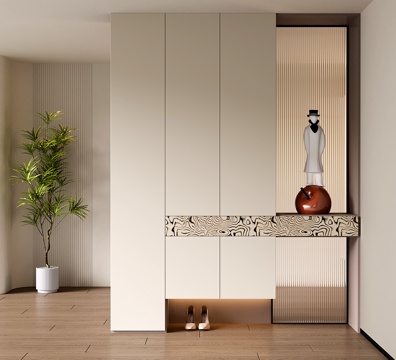 现代隔断柜 玄关柜 隔断鞋柜 长虹玻璃隔断su模型