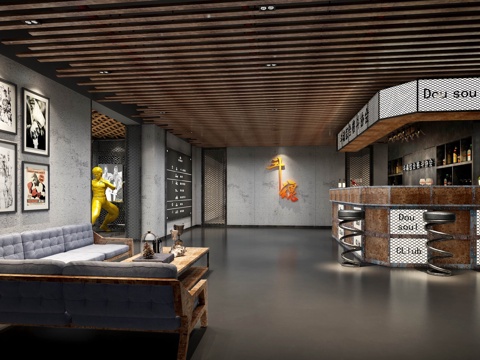  工业风接待台 前厅 格斗3d模型 