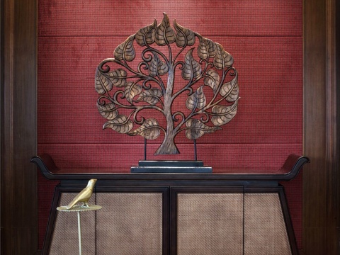  新中式玄关柜3d模型 