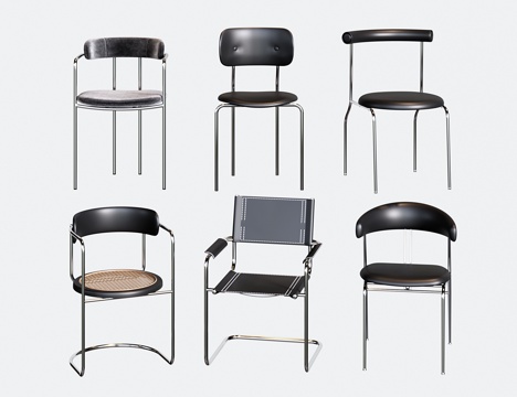  现代餐椅 不锈钢单椅 写字椅3d模型 