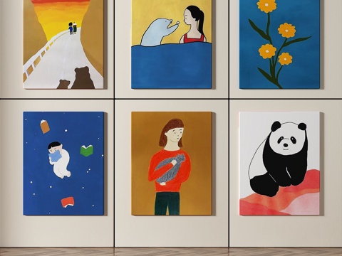  现代，抽象，简约，儿童，组合画3d模型 