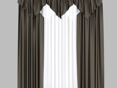  现代窗帘 窗纱 现代窗帘3d模型 