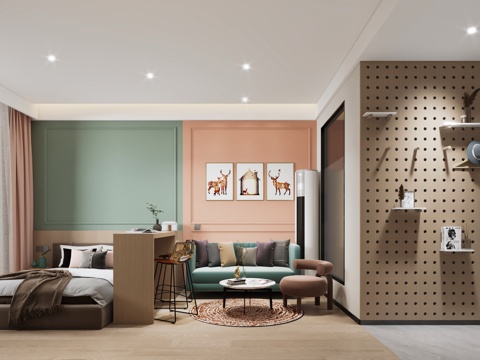  现代单身公寓酒店公寓3d模型 