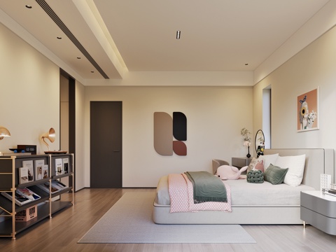  现代卧室3d模型 