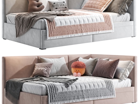  Parfe 双人转角床3d模型 