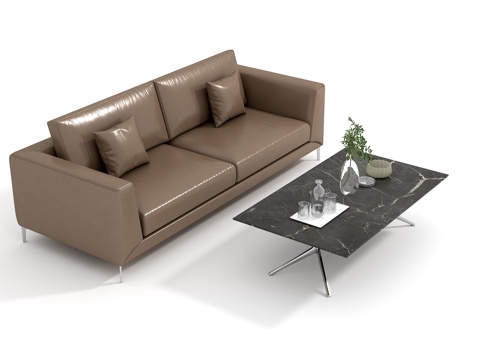  现代 沙发茶几组合 经理沙发茶几3d模型 