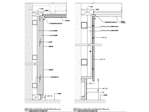 金属挂板墙身节点大样图cad施工图