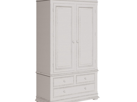  OM 带抽屉的斯堪的纳维亚风格双门衣柜3d模型 