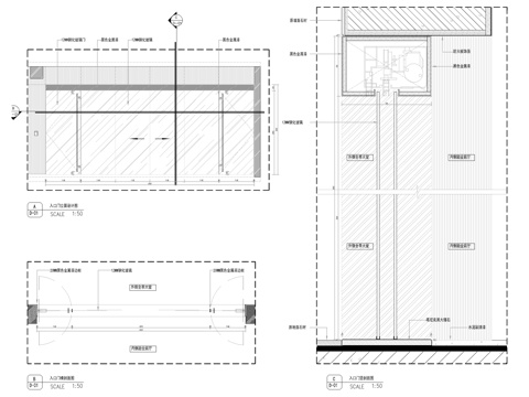 自动玻璃门节点大样图cad施工图