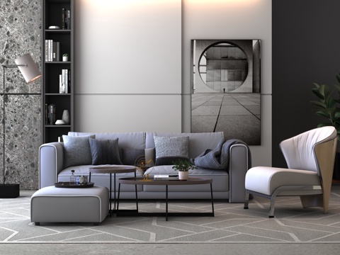  现代沙发休闲椅组合3d模型 