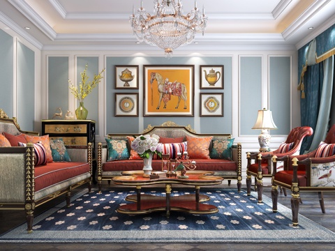  欧式古典客厅沙发3d模型 