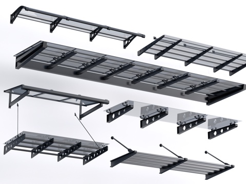 现代玻璃雨棚 钢构雨棚 玻璃雨打 阳光棚su模型