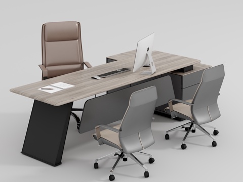  经理室办公桌椅3d模型 