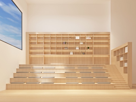  图书馆 阅览室 地台 柜子3d模型 