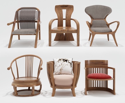  新中式圈椅 休闲椅 单椅3d模型 