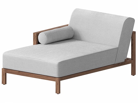  EQUADOR单人实心柚木沙发（右扶手）3d模型 