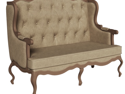  OM经典风格带马车式连接件沙发3d模型 