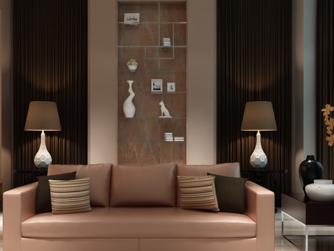  北欧沙发 酒柜 台灯3d模型 