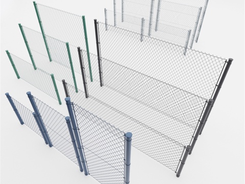  金属网栅栏3d模型 