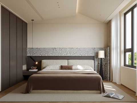 现代意式卧室su模型