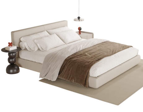  现代双人床3d模型 