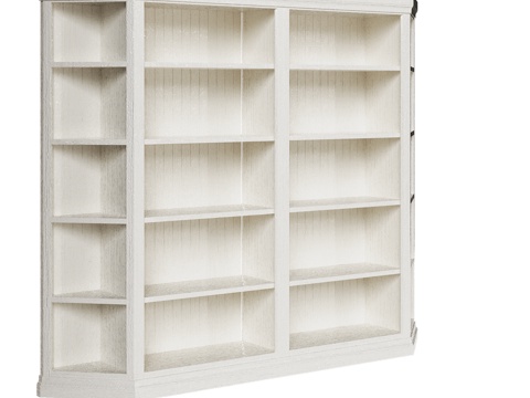  OM双开门开放式书架 - 海滨风格书房3d模型 