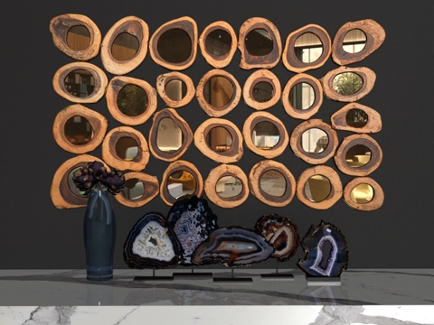  美式田园境子背景墙3d模型 