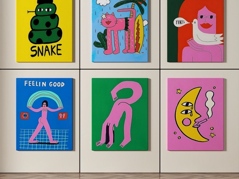  现代，抽象，简约，儿童，组合画3d模型 