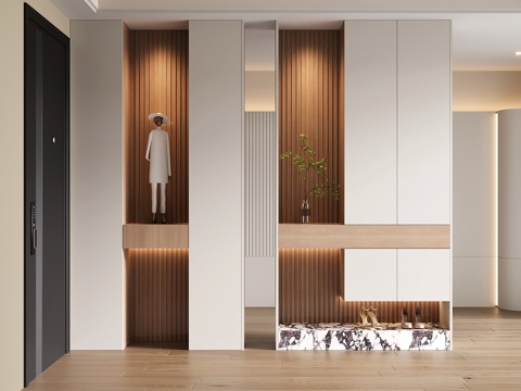 现代隔断柜 玄关柜 入户鞋柜su模型