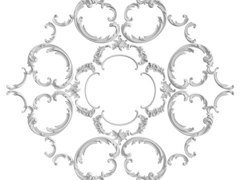  灰泥装饰花饰套装133号3d模型 