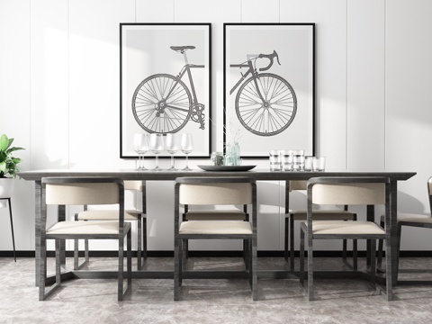  现代餐桌椅组合3d模型 