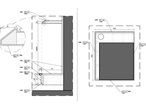 包柱隔断柜节点大样图cad施工图