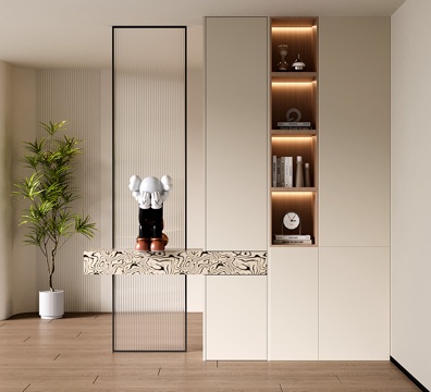  现代隔断柜 玄关柜 隔断鞋柜 长虹玻璃隔断 装饰柜隔断3d模型 