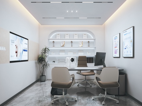  现代美容院咨询室 美容院店长室 美容spa店 面诊接诊室3d模型 