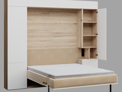  斯堪的纳维亚衣柜床3d模型 