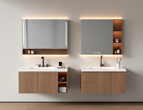  现代悬空浴室柜 洗手台 卫浴柜 洗手池3d模型 