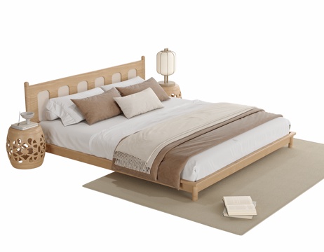  现代双人床3d模型 