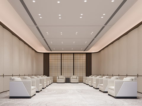 办公接待空间su模型