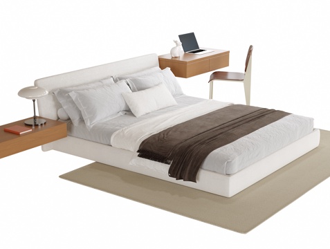  现代双人床 书桌椅3d模型 