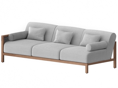  EQUADOR三人实心柚木沙发模块（右扶手）3d模型 