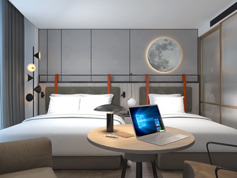  现代酒店客房 标准间客房 双人间 大床房 快捷酒店客房3d模型 