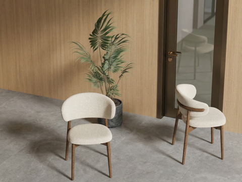 中古侘寂餐椅 中古风餐椅 侘寂风餐椅 布艺餐椅 木餐椅su模型