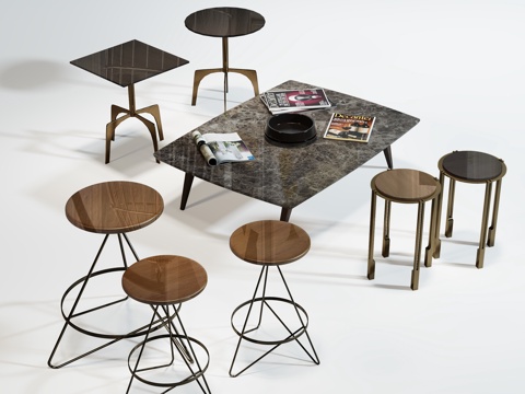  现代装饰 茶几 边几 装饰品 角几组合3d模型 