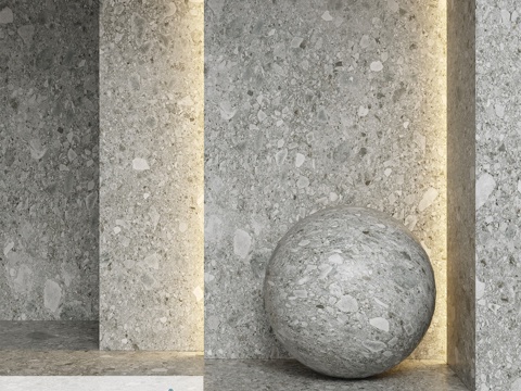  TechGres超大规格陶瓷板 灰色水磨石3d模型 