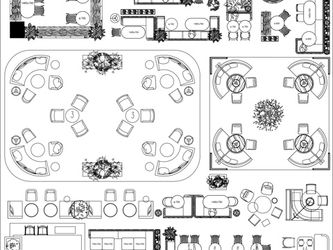 商业空间家具组合模块CADcad施工图