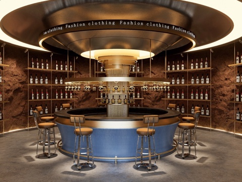 现代复古酒吧 复古酒吧 水吧台 酒柜 酒吧前台su模型