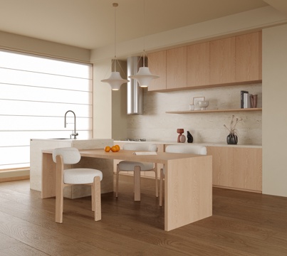  现代餐厅 餐边柜 餐桌椅3d模型 